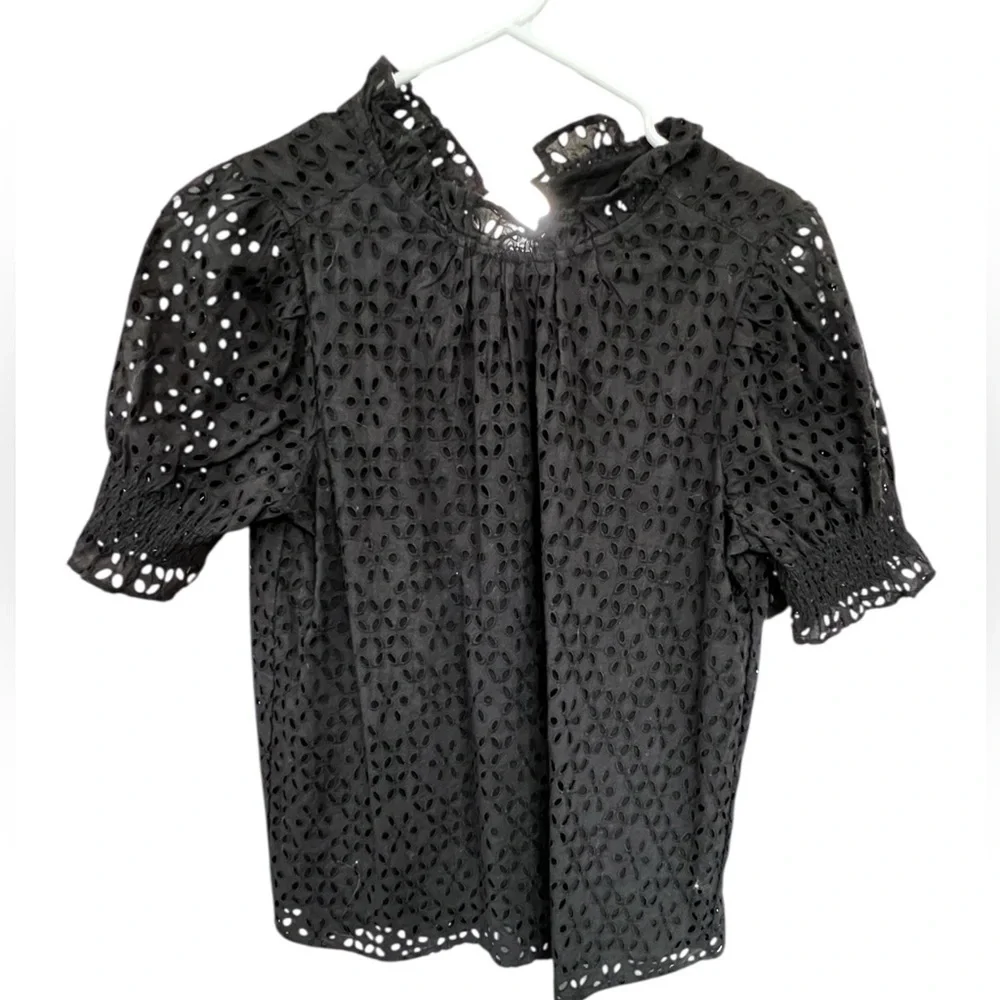J. Crew Black Eyelet Blouse